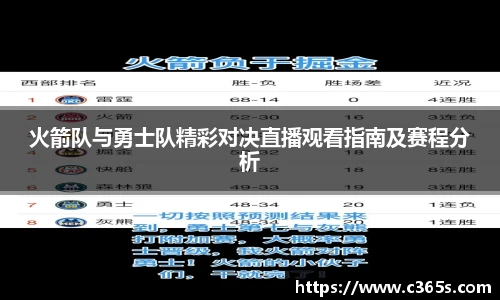 火箭队与勇士队精彩对决直播观看指南及赛程分析